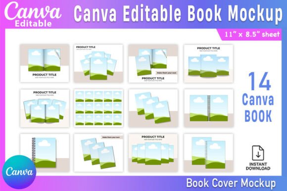 Download 14 Canva Editable Book Mockup Bundle - Book mockup Collection
