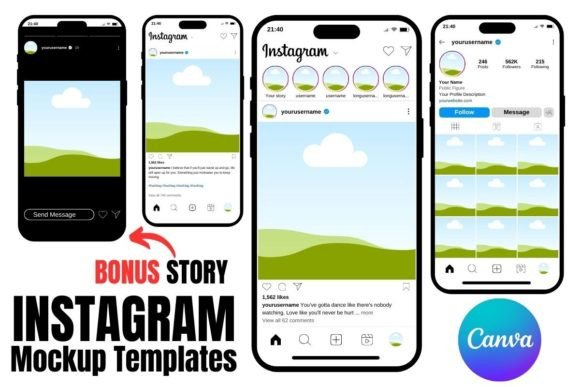 Download Instagram Mockup Templates Canva + Story - Premium Bundle